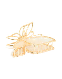 Showcasing a gold iridescent acrylic butterfly claw clip front view - link has visual effect only