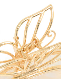 Crafted from gold iridescent acrylic butterfly claw clip detail view - link has visual effect only