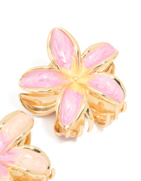 Gold Pink Enamel Frangipani Flower Claw Clips 2-Pack - link has visual effect only