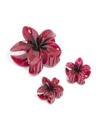 Burgundy Ombre Tropical Frangipani Flower Claw Clips 3-Pack - link has visual effect only