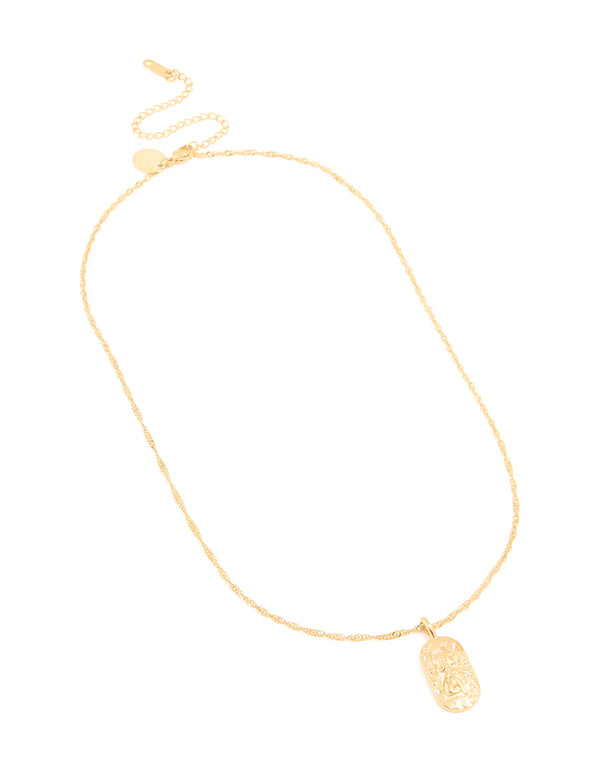 Waterproof Gold Plated Stainless Steel Leo Tab Necklace