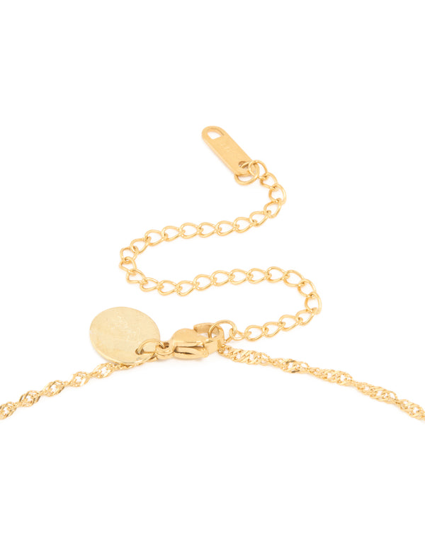 Waterproof Gold Plated Stainless Steel Leo Tab Necklace