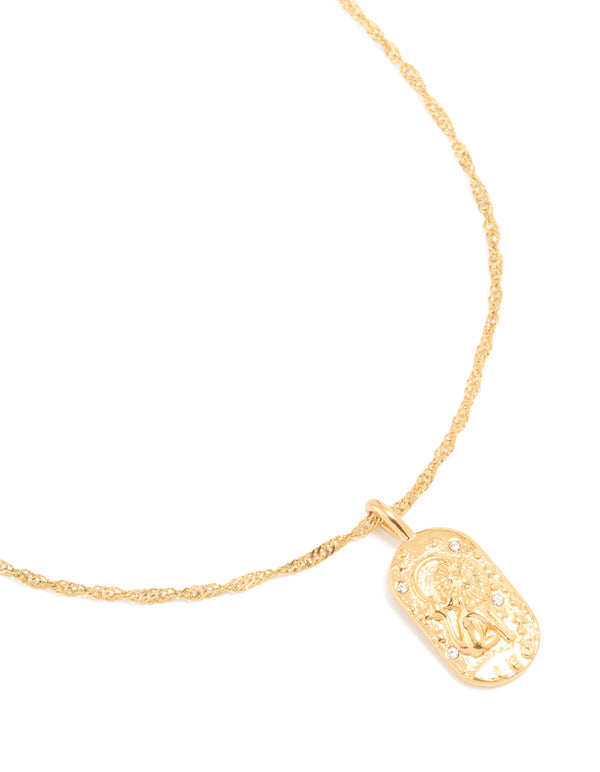 Waterproof Gold Plated Stainless Steel Leo Tab Necklace
