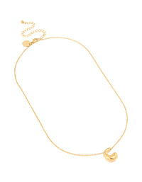 Waterproof Gold Plated Stainless Steel Large Bubble Letter C Necklace - link has visual effect only