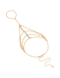 Gold Diamante Layered Hand Chain - link has visual effect only