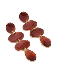 Gold Brown Organic Shape Drop Earrings - link has visual effect only