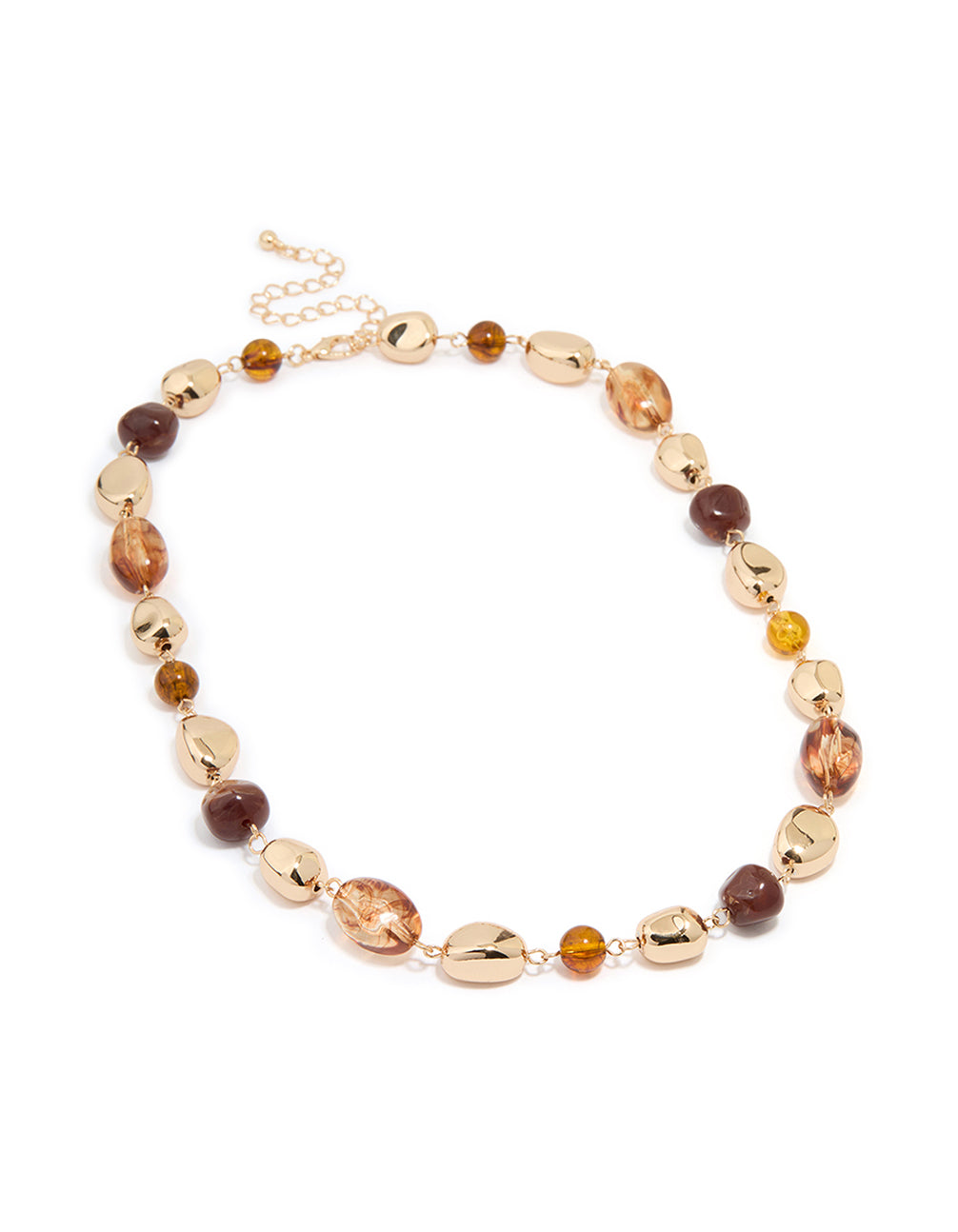Gold Neutral Beaded Short Necklace