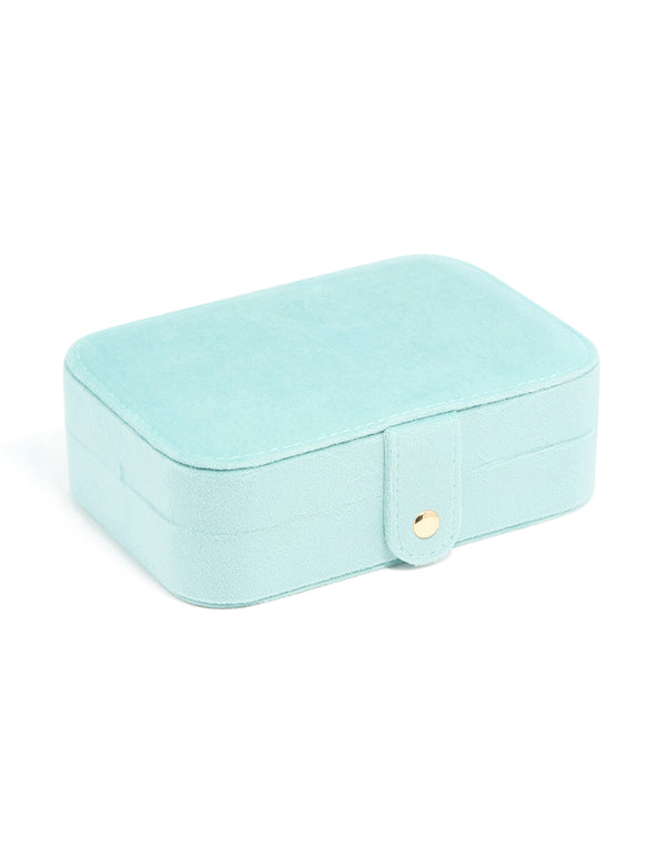 Light Blue Velvet Rectangle Jewellery Box