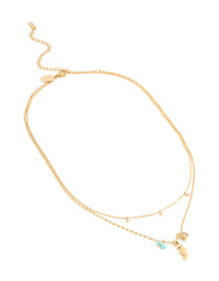 Waterproof Gold Plated Stainless Steel Cubic Zirconia & Seahorse Layered Necklace - link has visual effect only