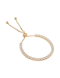 Waterproof Gold Plated Stainless Steel Cubic Zirconia Tennis Toggle Bracelet - link has visual effect only