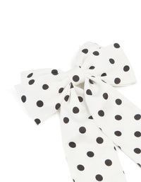 White Fabric Black Spotted Medium Bow Clip - link has visual effect only