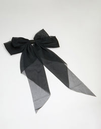 Black Opaque Fabric Drop Bow Hair Clip - link has visual effect only