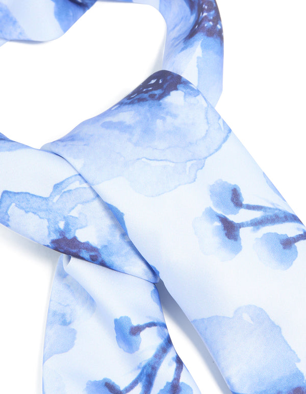 Blue Watercolor Floral Fabric Scarf