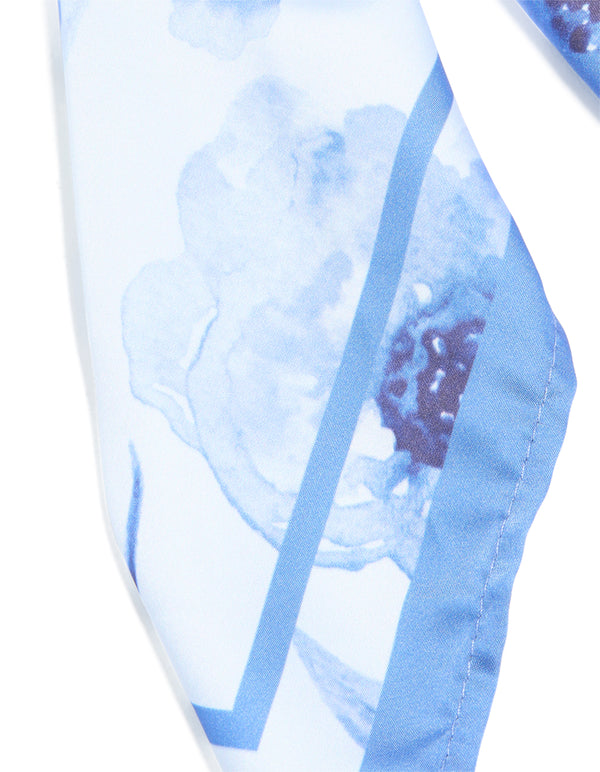 Blue Watercolor Floral Fabric Scarf