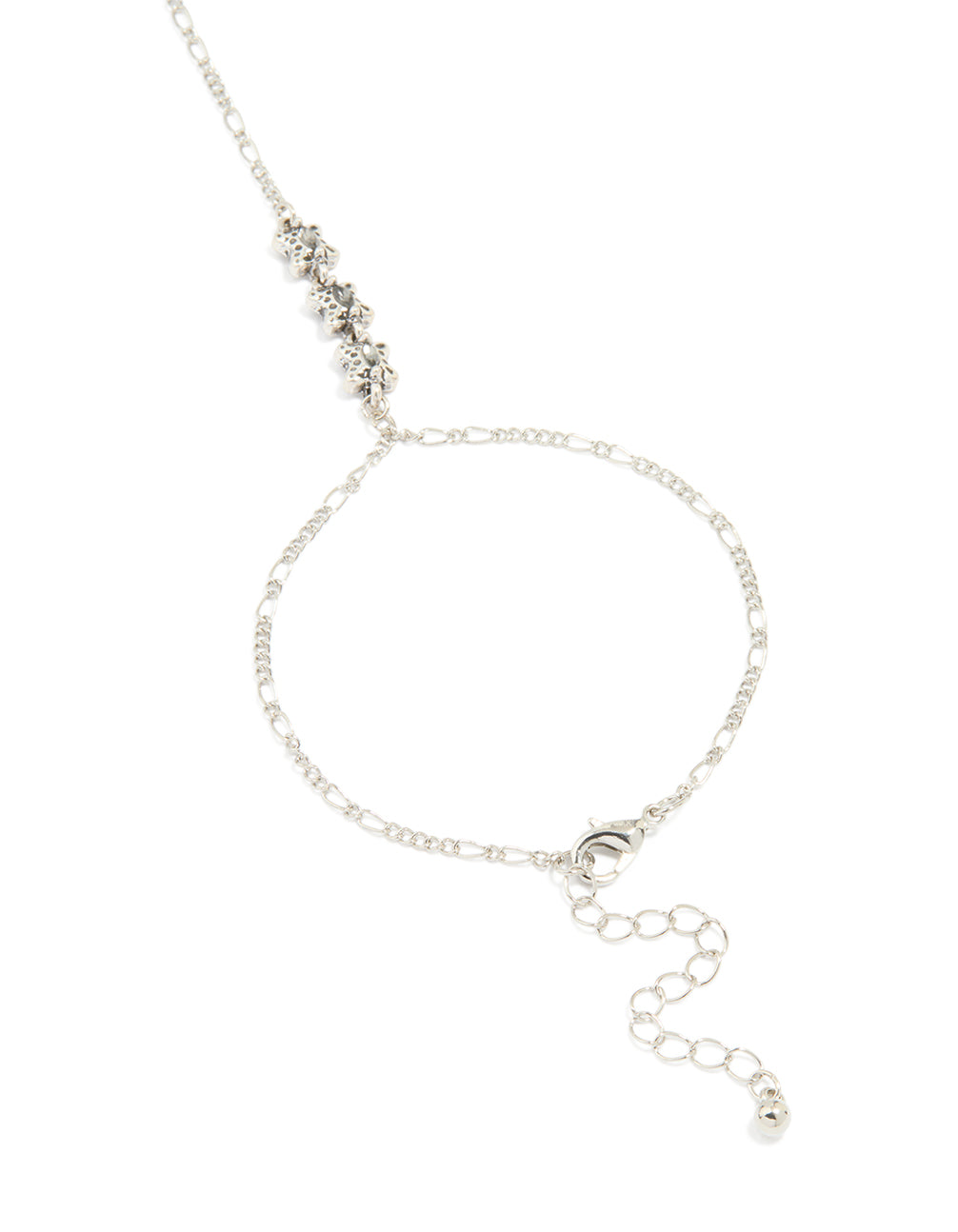 Antique Silver Rustic Ring Hand Chain