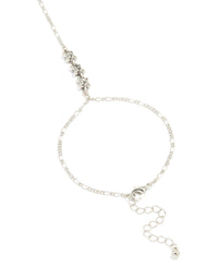 Antique Silver Rustic Ring Hand Chain - link has visual effect only