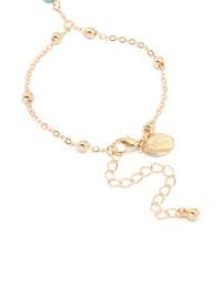 Gold Blue Bead & Pearl Hand Chain - link has visual effect only