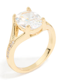 Gold Plated Cubic Zirconia Oval Ring - link has visual effect only