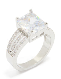Silver Cubic Zirconia Square Band Ring - link has visual effect only