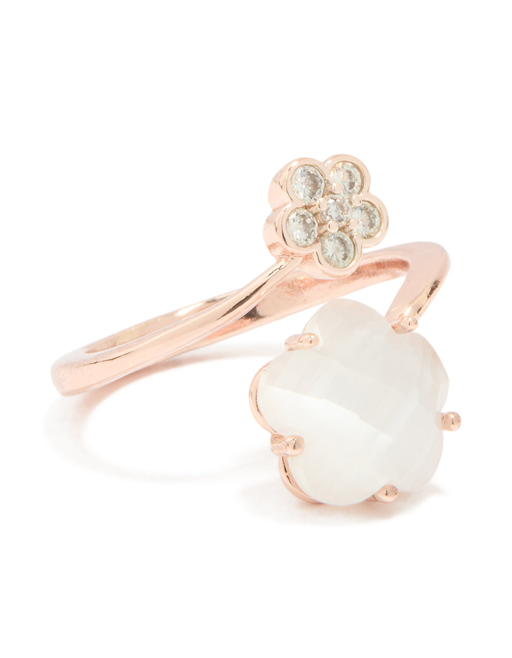 Rose Gold Cubic Zirconia Open Flower Ring
