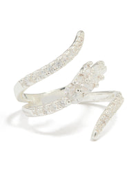 Silver Plated Cubic Zirconia Wrap Around Ring - link has visual effect only