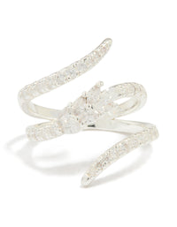 Silver Plated Cubic Zirconia Wrap Around Ring - link has visual effect only