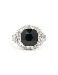 Silver Black Rhinestone Square Ring - link has visual effect only