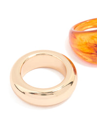 Gold & Orange Acrylic Rings 2-Pack - link has visual effect only