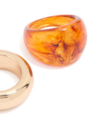 Gold & Orange Acrylic Rings 2-Pack - link has visual effect only