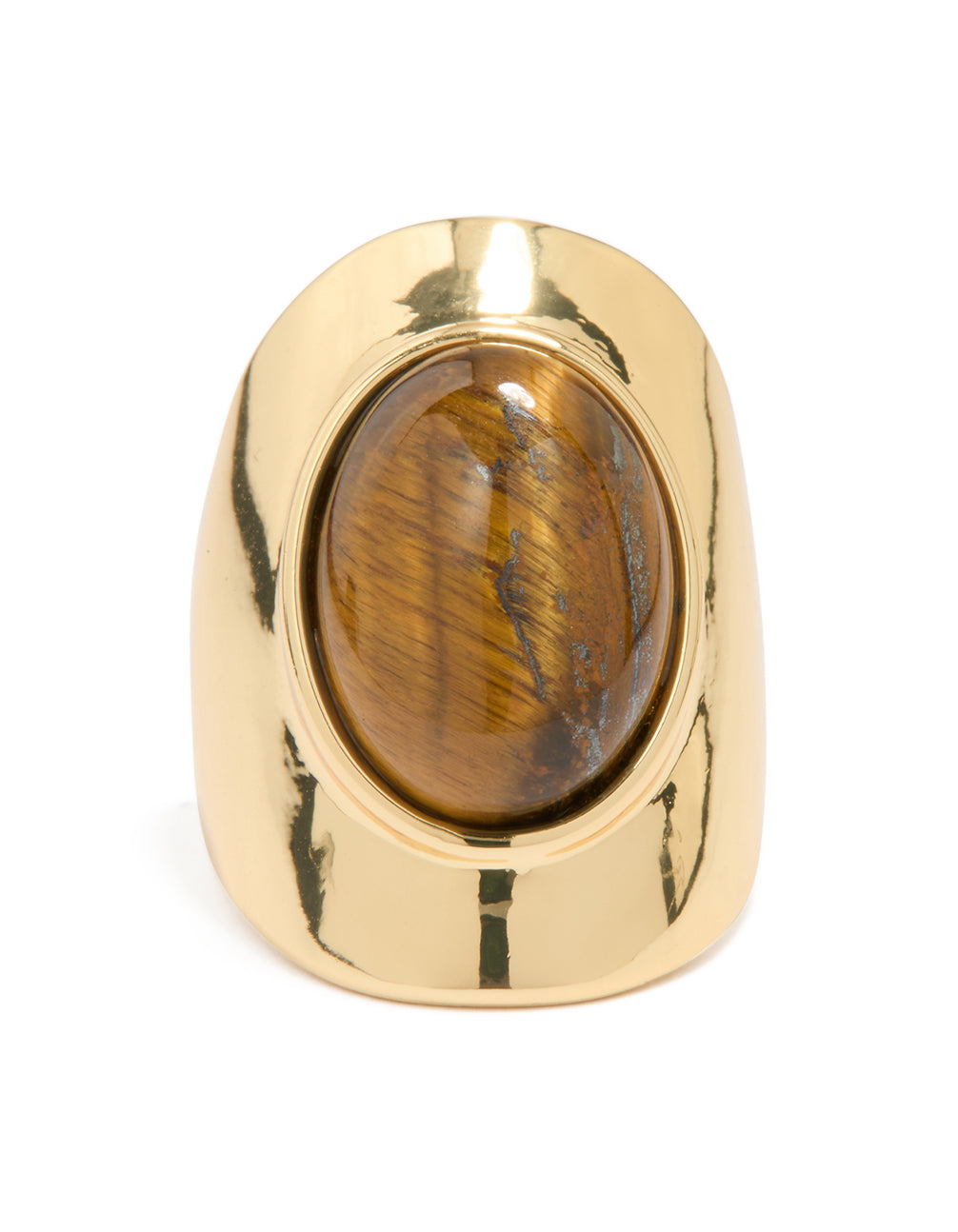 Gold Plated Tiger's Eye Oval Ring
