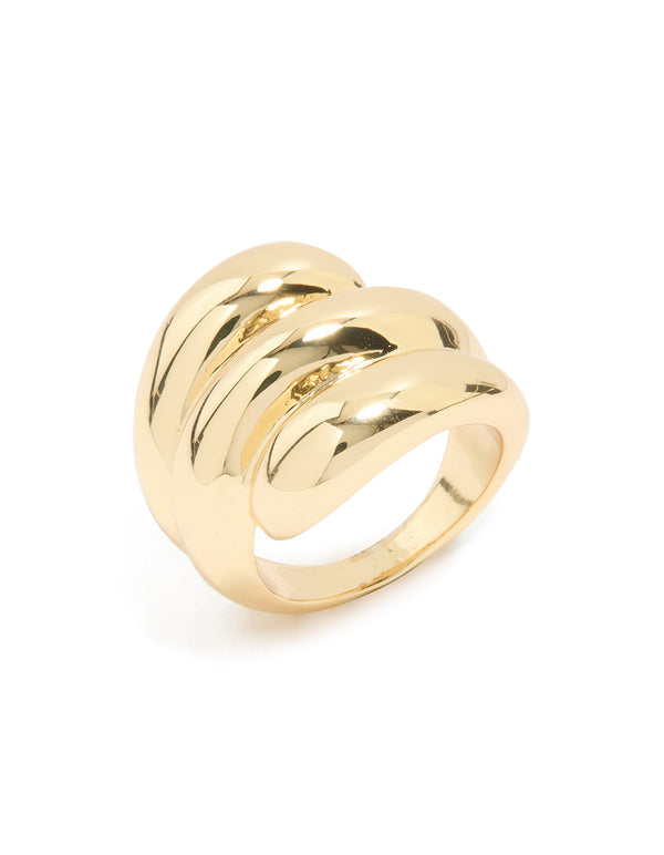 Gold Plated Stacked Twist Ring