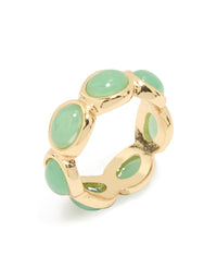 Gold Plated Green Semi Precious Stones Circle Ring - link has visual effect only