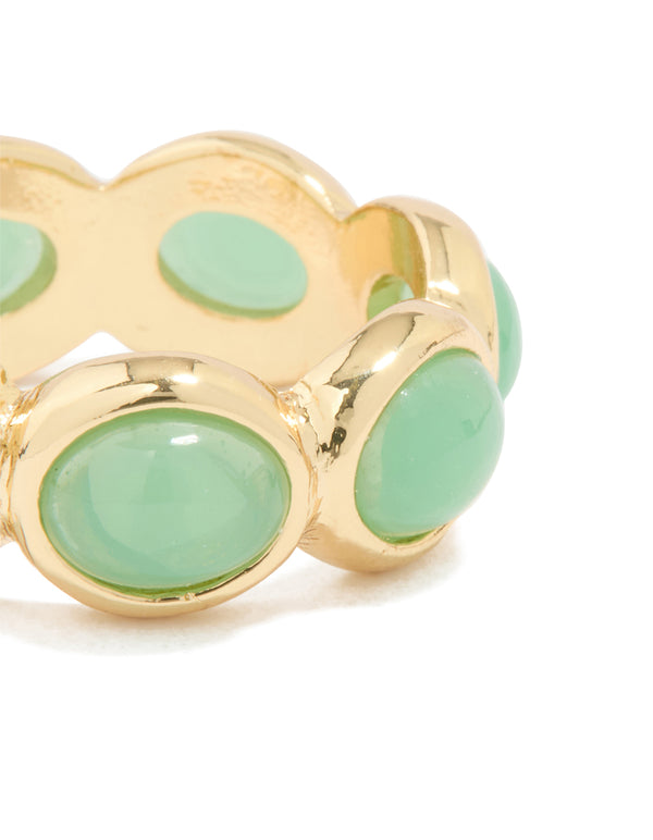 Gold Plated Green Semi Precious Stones Circle Ring
