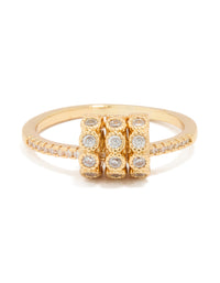 Gold Plated Cubic Zirconia Rondell Triple Loop Charm Ring - link has visual effect only