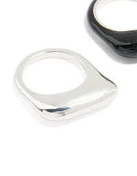 Silver & Black Rectangle Bar Rings 2-Pack - link has visual effect only