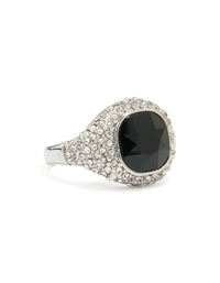 Silver Black Rhinestone Square Ring - link has visual effect only
