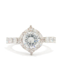 Silver Cubic Zirconia Circle Thin Ring - link has visual effect only