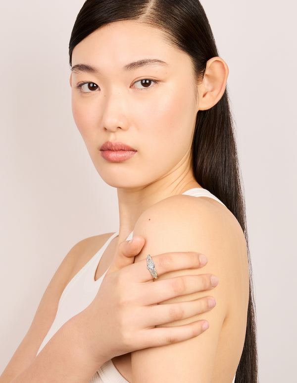 Silver Cubic Zirconia Small Round Ring