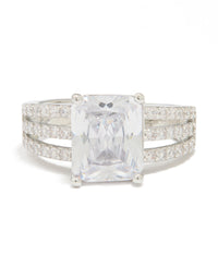 Silver Cubic Zirconia Square Band Ring - link has visual effect only