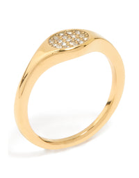 Waterproof Gold Plated Stainless Steel Diamante Circle Ring - link has visual effect only