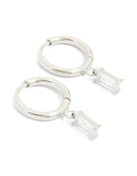 Surgical Steel Baguette Drop Prism Hoop Earrings - link has visual effect only