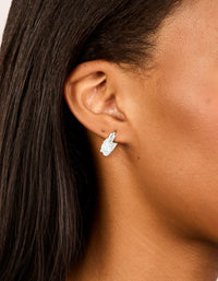 Stainless Steel Oval Prism Hoop Earrings - link has visual effect only