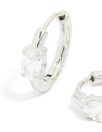 Stainless Steel Oval Prism Hoop Earrings - link has visual effect only
