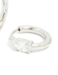 Stainless Steel Oval Prism Hoop Earrings - link has visual effect only
