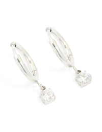 Stainless Steel 4mm Prism Drop Hoop Earrings - link has visual effect only