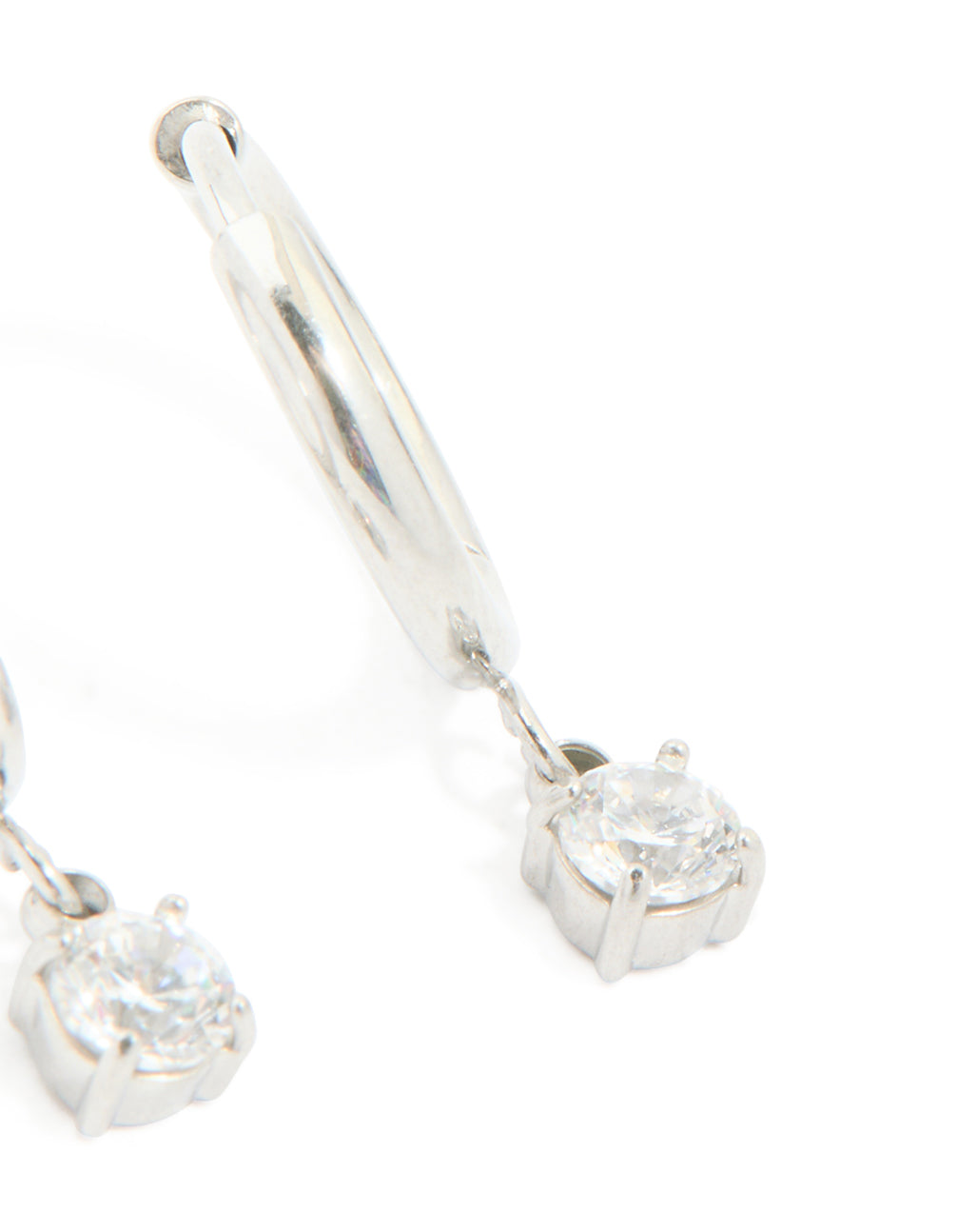 Stainless Steel 4mm Prism Drop Hoop Earrings