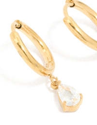 Gold Plated Surgical Steel Pear Drop Prism Hoop Earrings - link has visual effect only