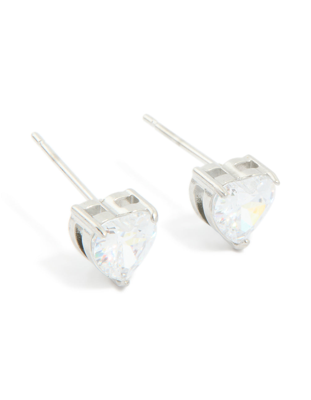 Stainless Steel Heart Prism Stud Earrings