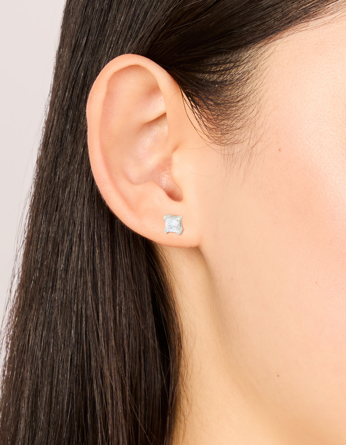 Stainless Steel 5MM Prism Square Stud Earrings