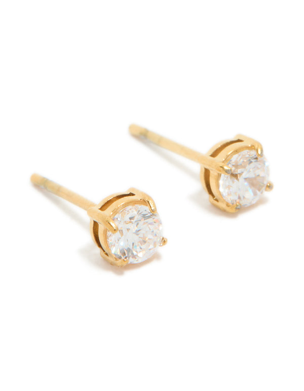 Gold Plated Surgical Steel 4mm Prism Stud Earrings